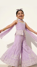 Lavender Embroidered Palazzo Set