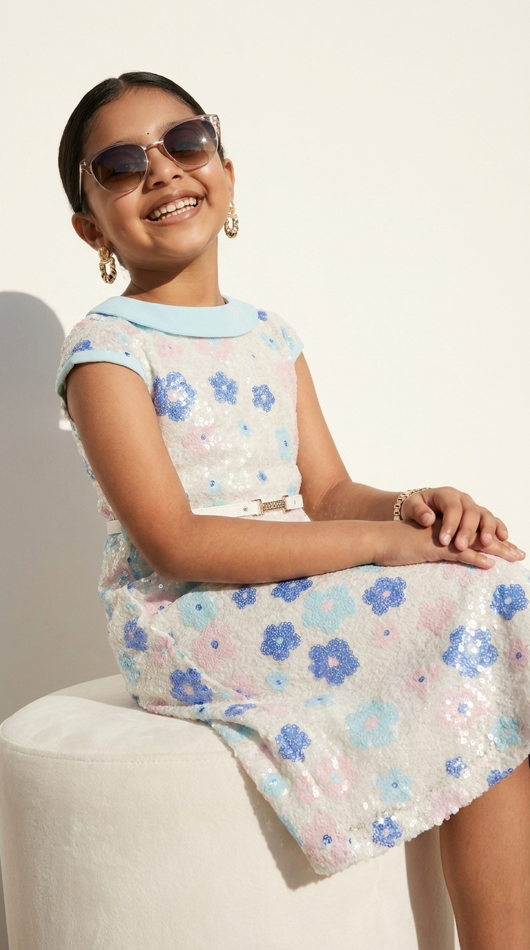 PASTEL BLOOM SEQUIN A-LINE DRESS