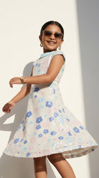 PASTEL BLOOM SEQUIN A-LINE DRESS