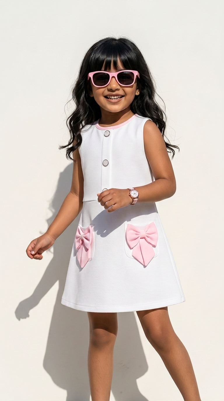 SUNSHINE BOW POCKET A-LINE DRESS