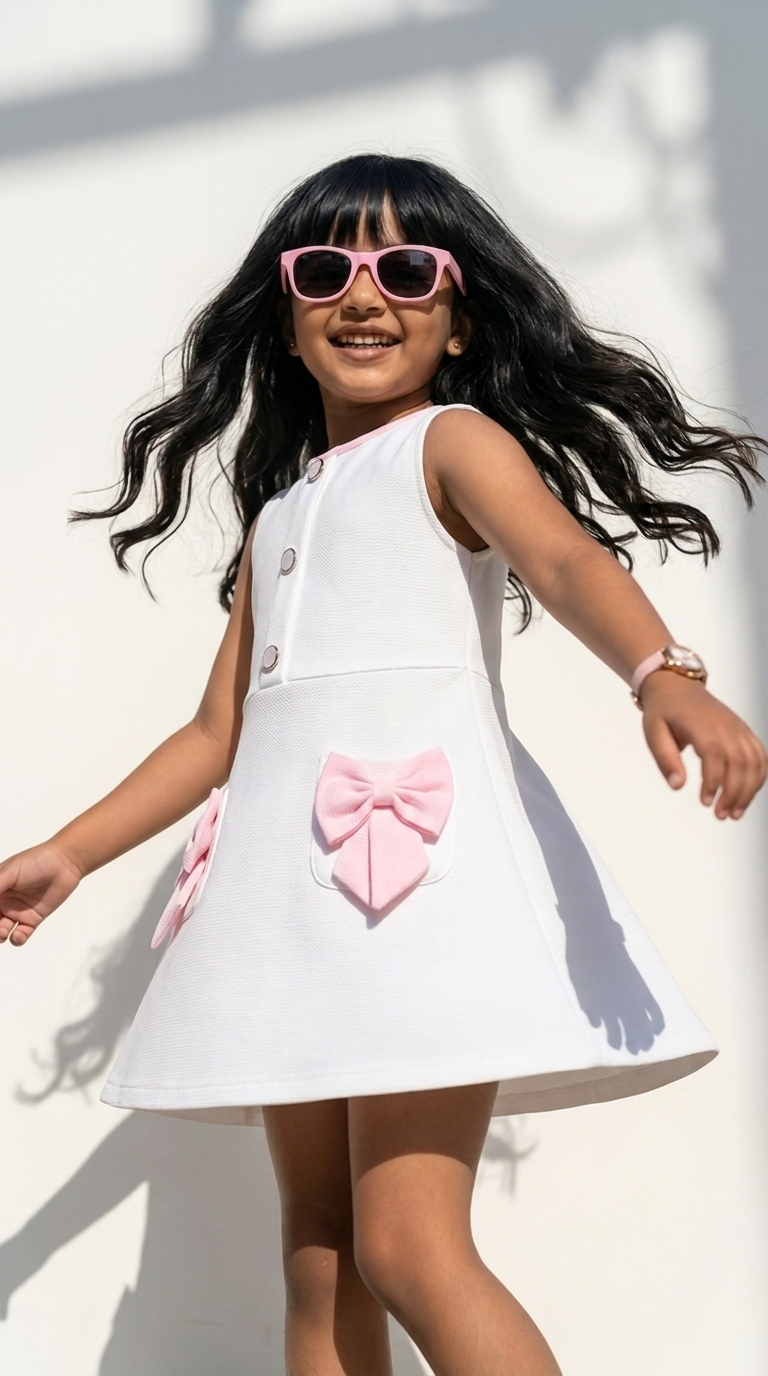 SUNSHINE BOW POCKET A-LINE DRESS