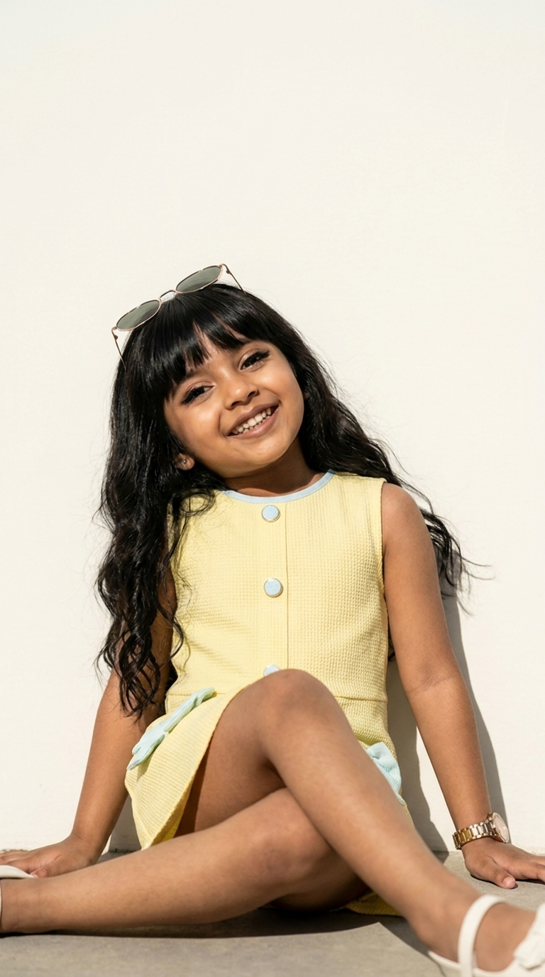 Lemon Bow Detail A-Line Dress