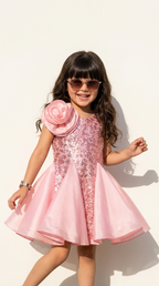 Blush Blossom Sequin Flare Dress