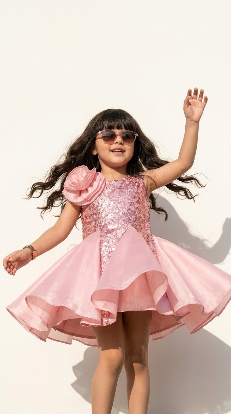 Blush Blossom Sequin Flare Dress