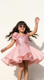 Blush Blossom Sequin Flare Dress