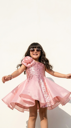 Blush Blossom Sequin Flare Dress