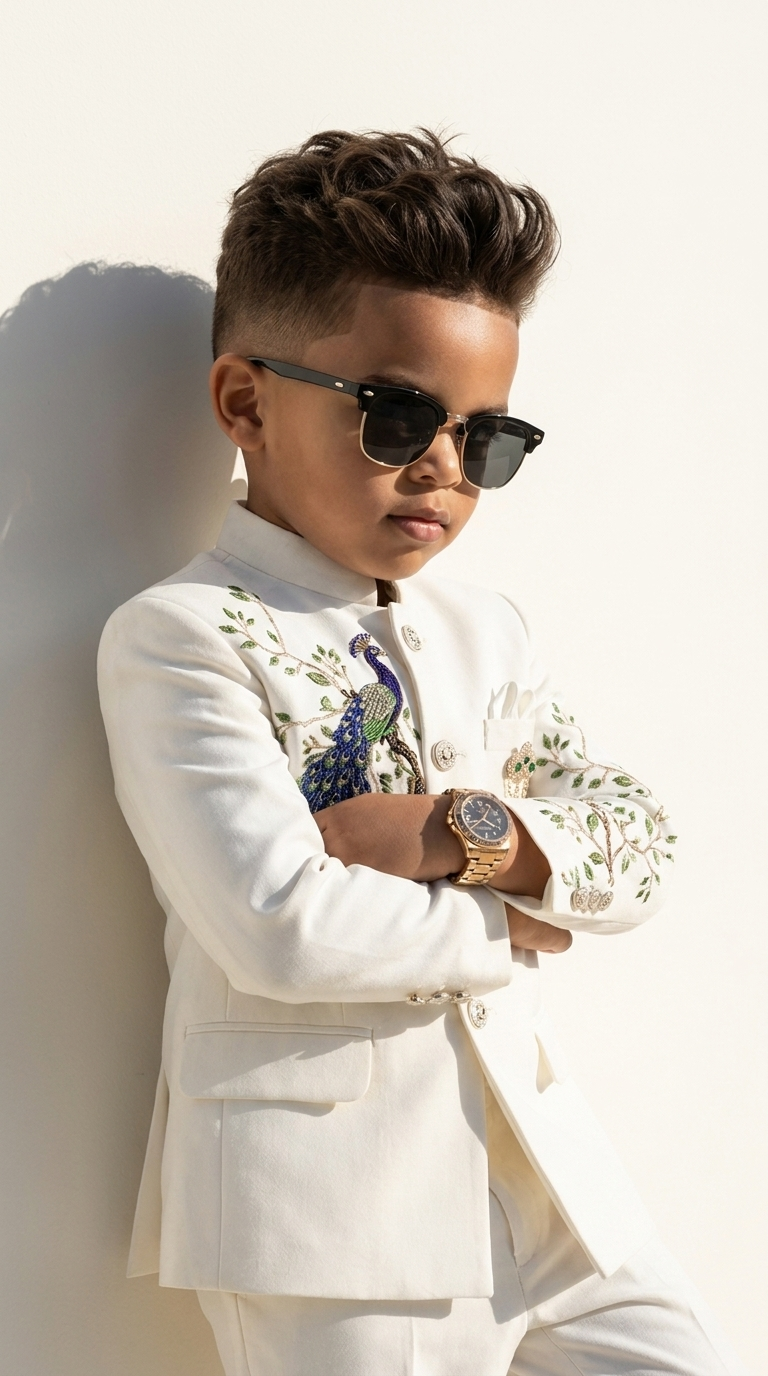 Ivory Maharaja Peacock Bandhgala Suit