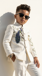 Ivory Maharaja Peacock Bandhgala Suit
