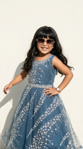 Sapphire Starlight Embroidered Princess Gown