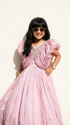 Blush Rosé Draped Princess Gown