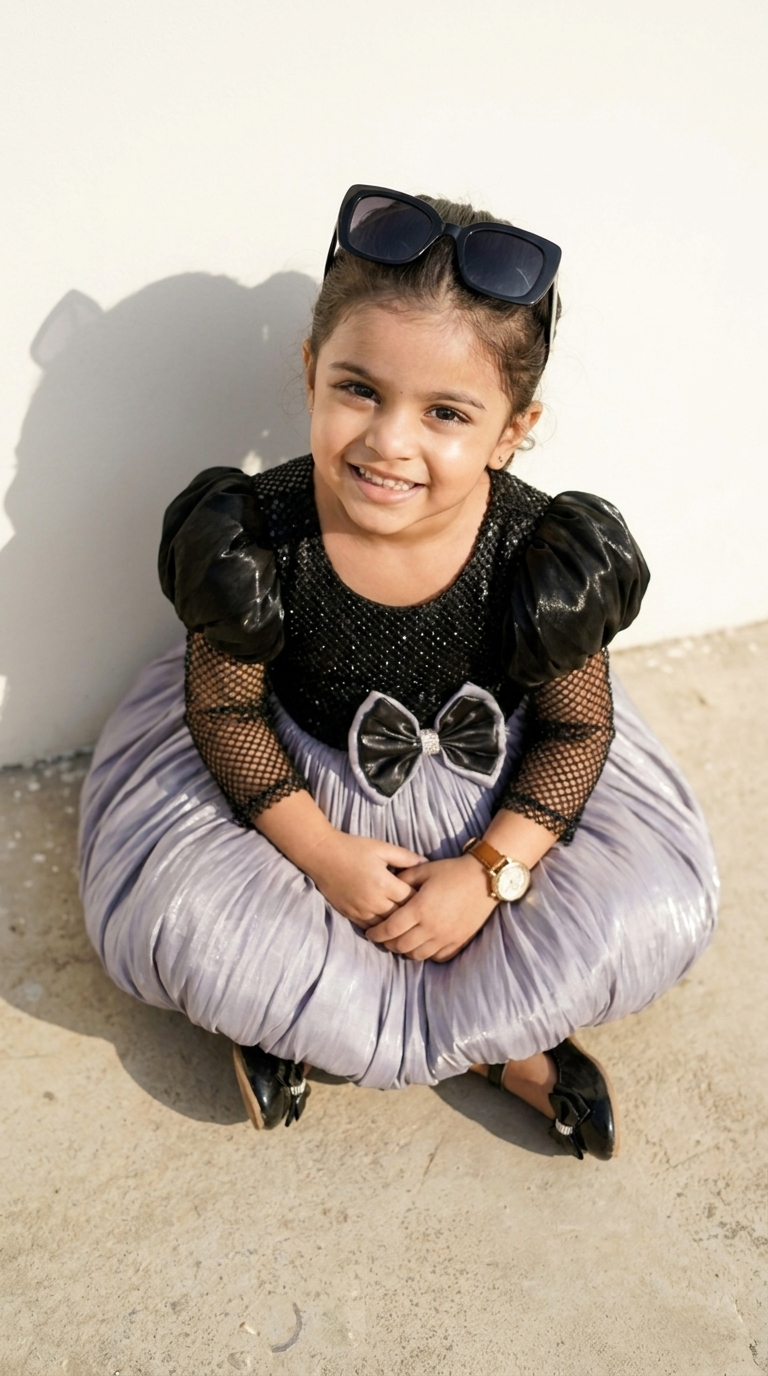 Black Sequin & Lavender Bubble Party Dress