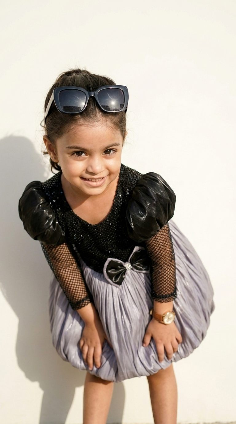 Black Sequin & Lavender Bubble Party Dress