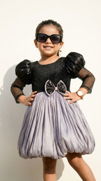 Black Sequin & Lavender Bubble Party Dress