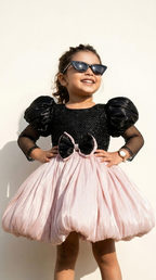 Black Sequin & Blush Pink Bubble Party Dress