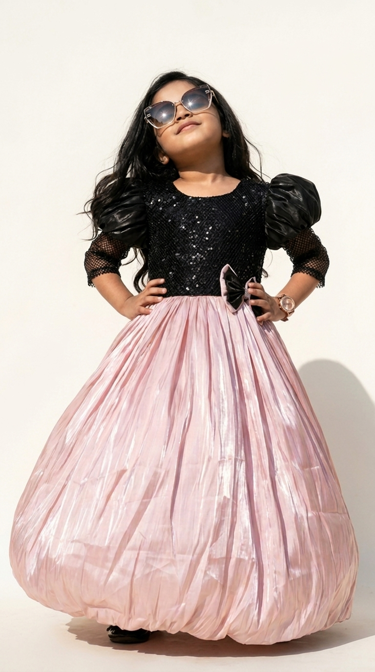 Midnight Blush Bow Princess Gown