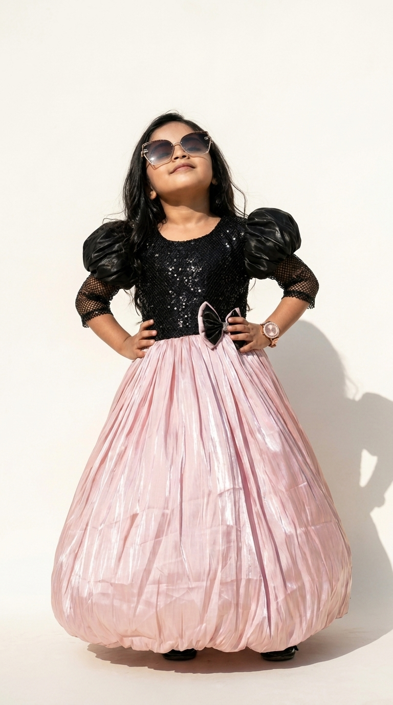 Midnight Blush Bow Princess Gown