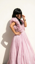 Blush Rosé Draped Princess Gown
