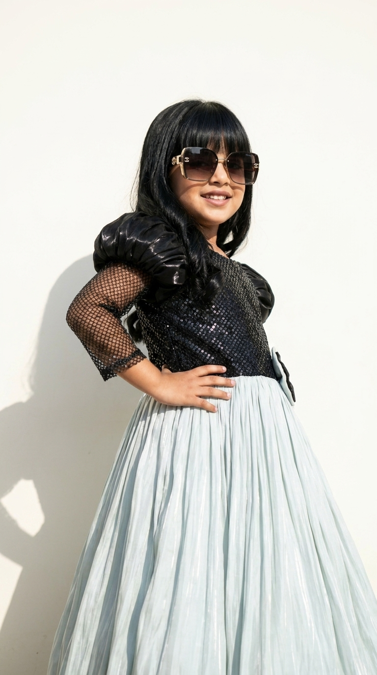 Frosted Noir Bow Princess Gown