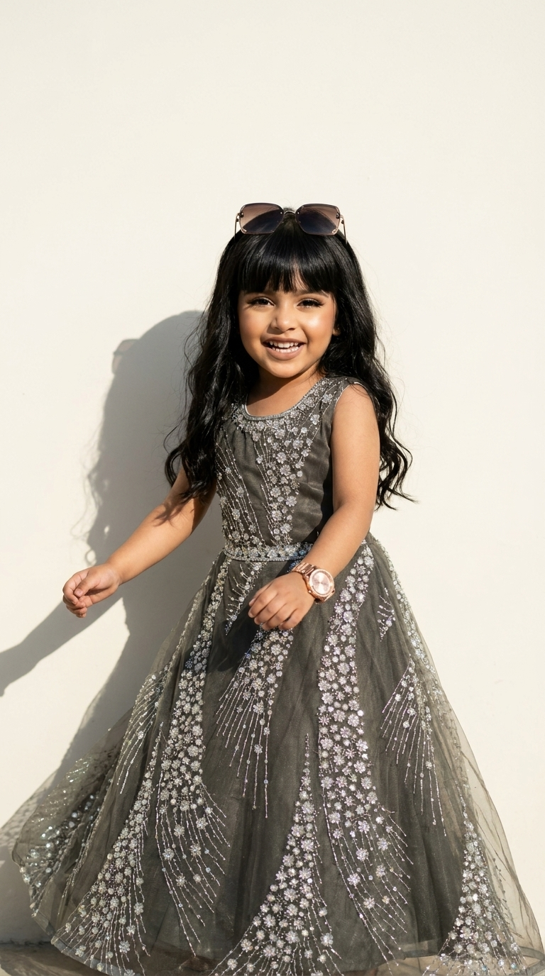 Midnight Stardust Embroidered Princess Gown