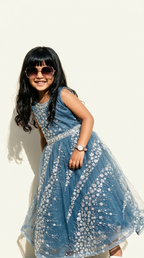 Sapphire Starlight Embroidered Princess Gown
