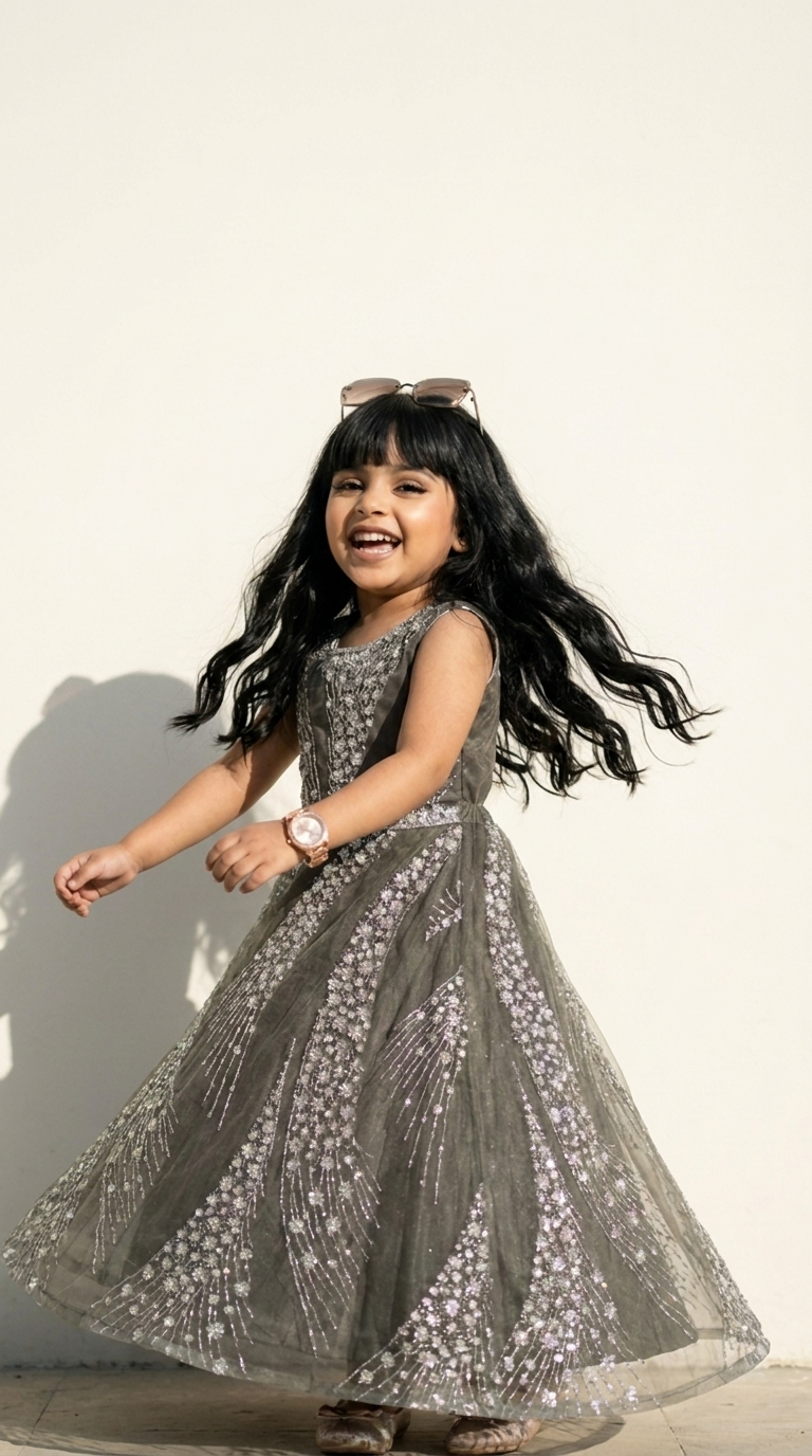 Midnight Stardust Embroidered Princess Gown