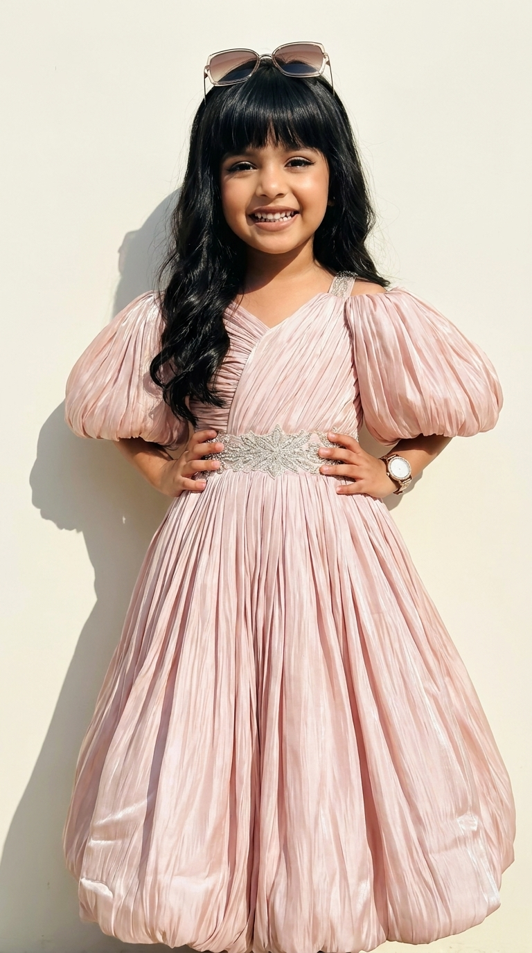 Blush Aurora Puff-Sleeve Princess Gown
