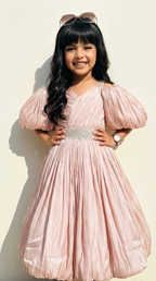 Blush Aurora Puff-Sleeve Princess Gown