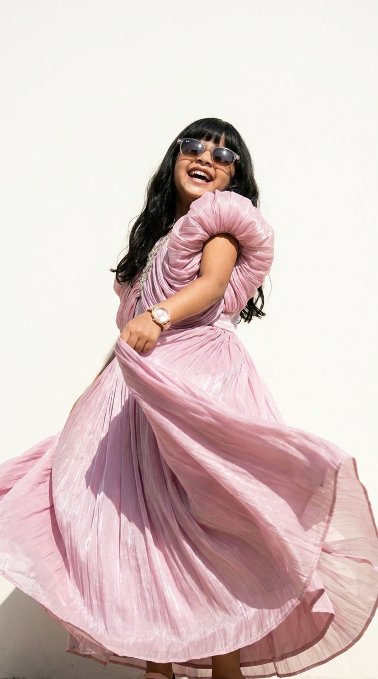Blush Rosé Draped Princess Gown