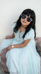Aqua Celeste Draped Princess Gown