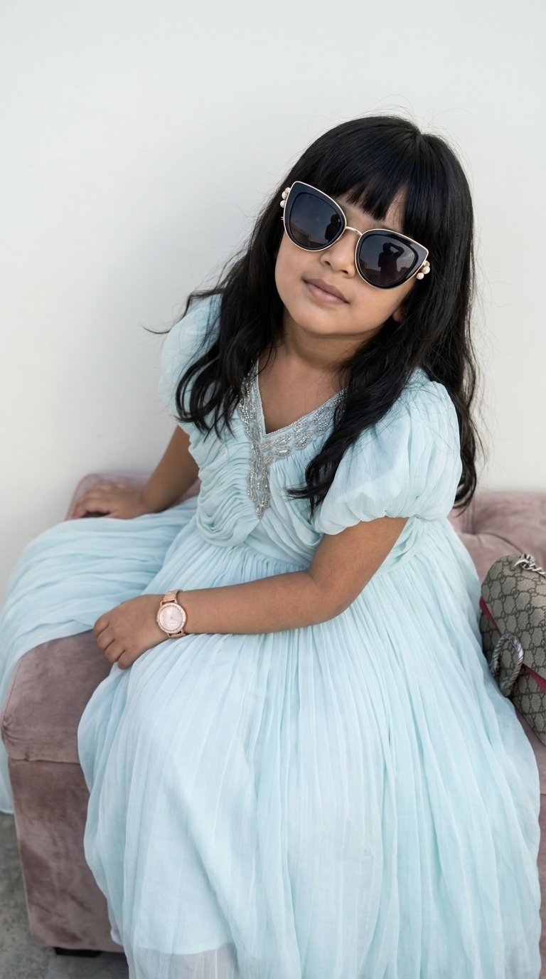 Aqua Celeste Draped Princess Gown