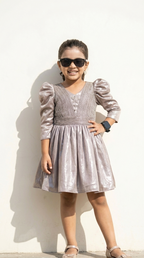 Rose Gold Satin Embellished Party Dress