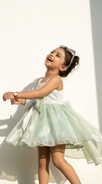 Mint Bow Sparkle High-Low Party Dress