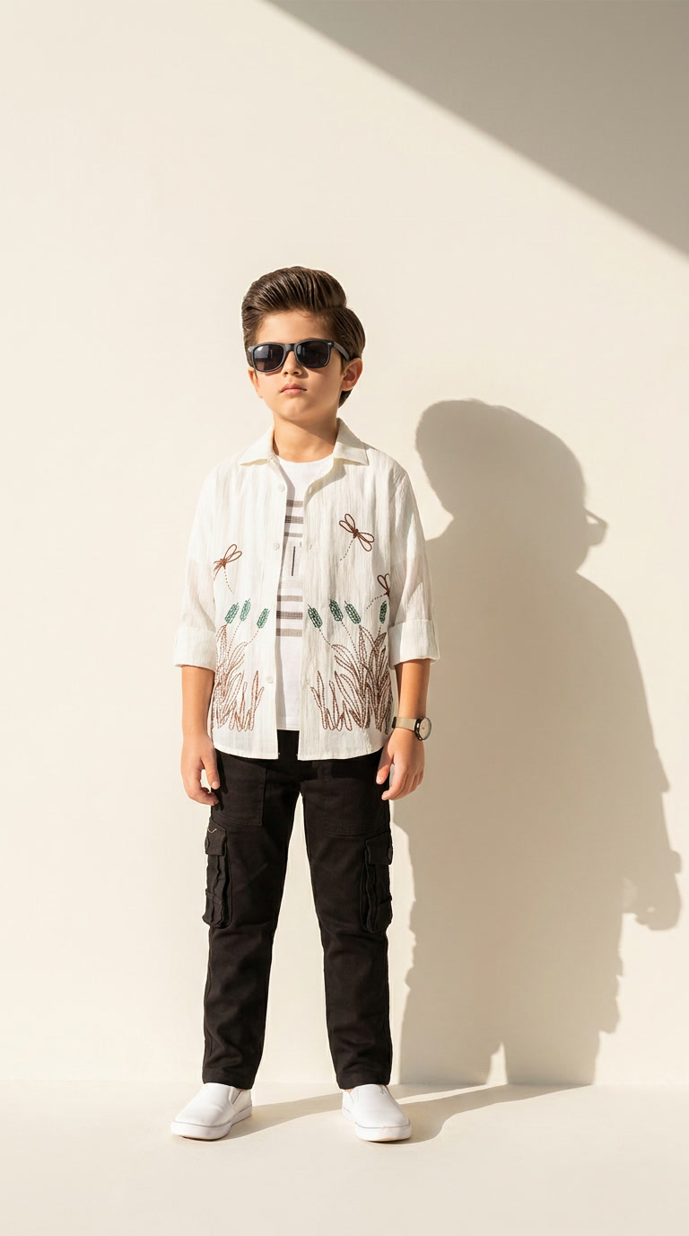 Nature Sketch Embroidered Cargo Set