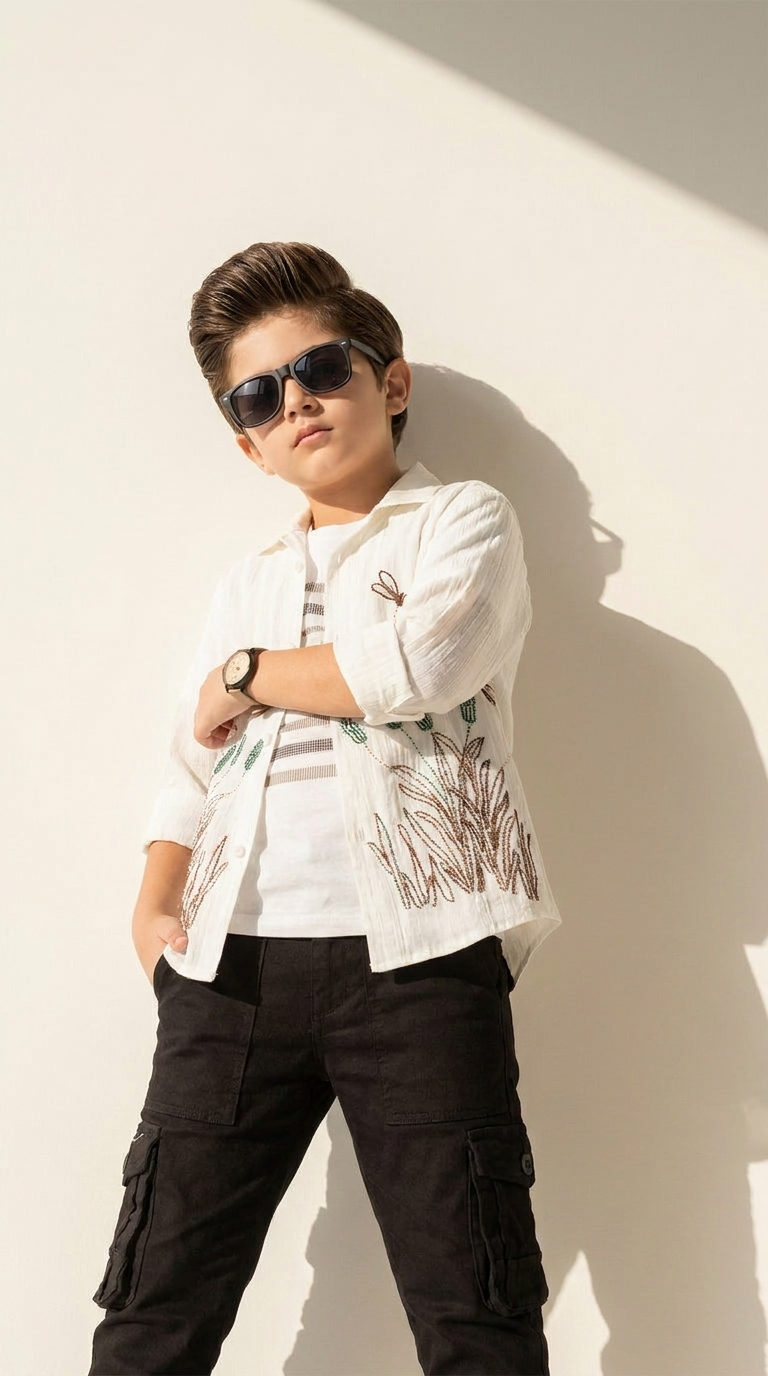 Nature Sketch Embroidered Cargo Set