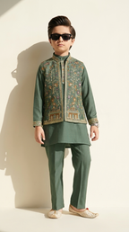 Royal Sage Embroidered Indo-Western Set