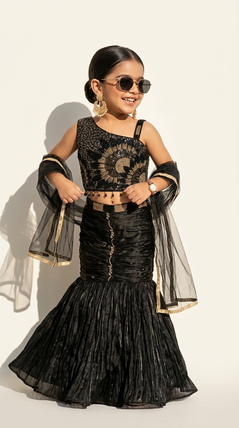 Midnight Celestial Mermaid Lehenga Set