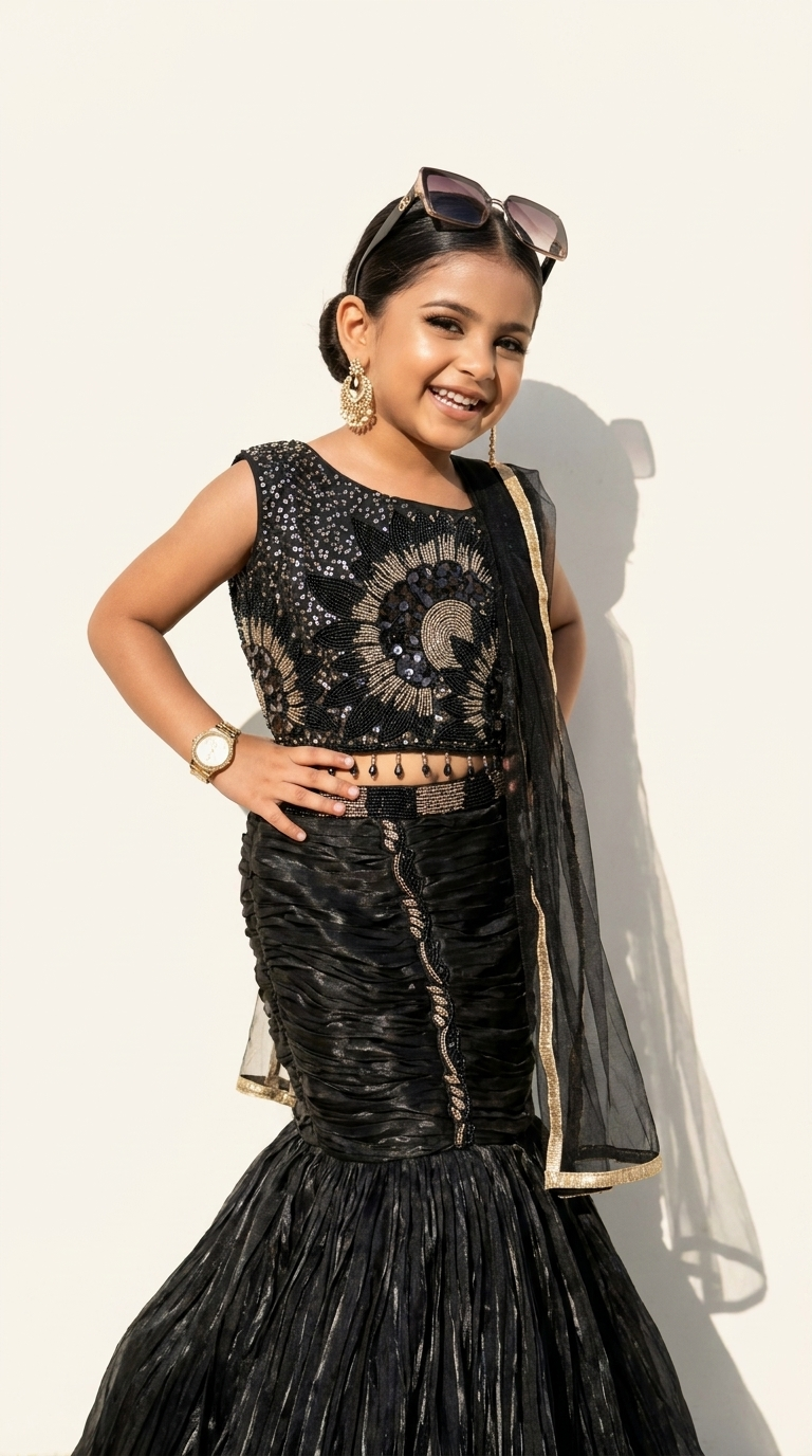 Midnight Celestial Mermaid Lehenga Set