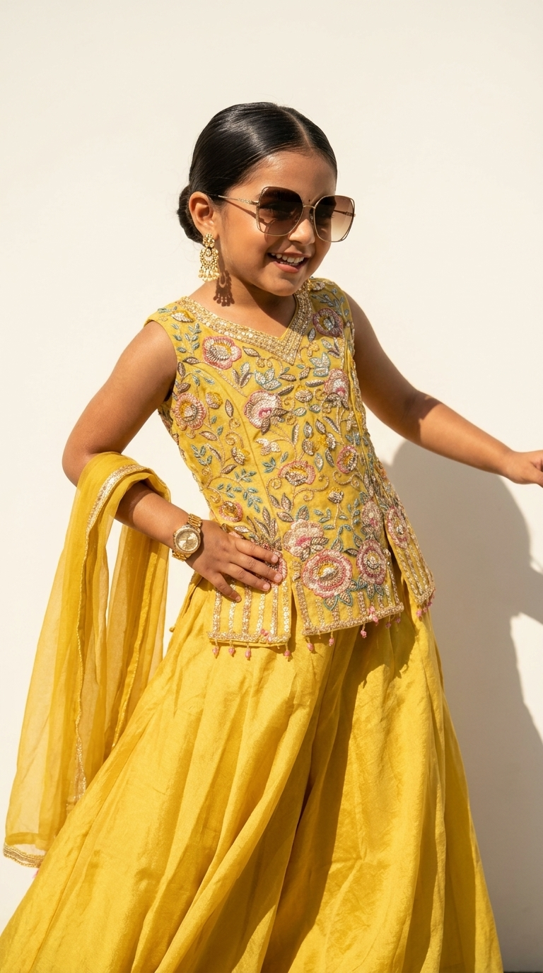 Lemon Bloom Embellished Sharara Set