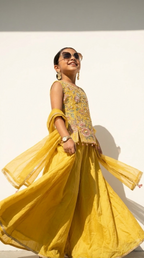 Lemon Bloom Embellished Sharara Set