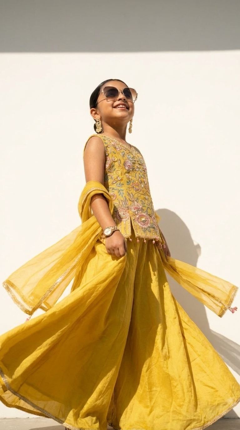 Lemon Bloom Embellished Sharara Set