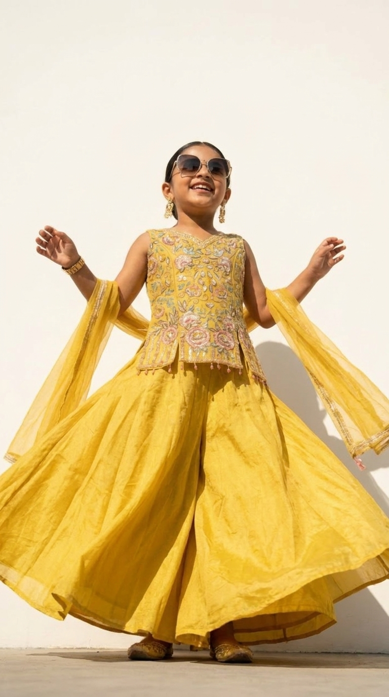 Lemon Bloom Embellished Sharara Set