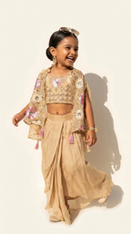 Champagne Blossom Cape Dhoti Set