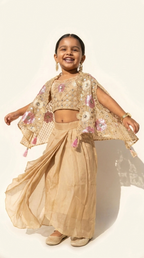 Champagne Blossom Cape Dhoti Set
