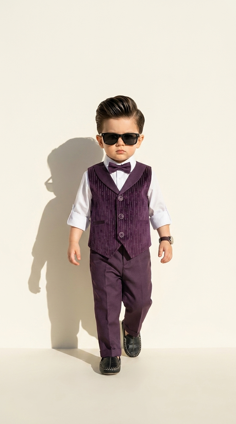 Royal Plum Pinstripe Waistcoat Set