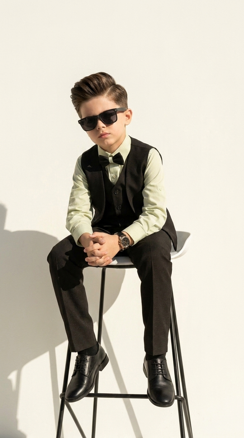 Black Prestige Three-Piece Suit Set