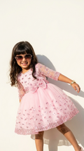 Pink Paisley Sparkle Bow Party Dress