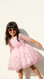 Pink Paisley Sparkle Bow Party Dress