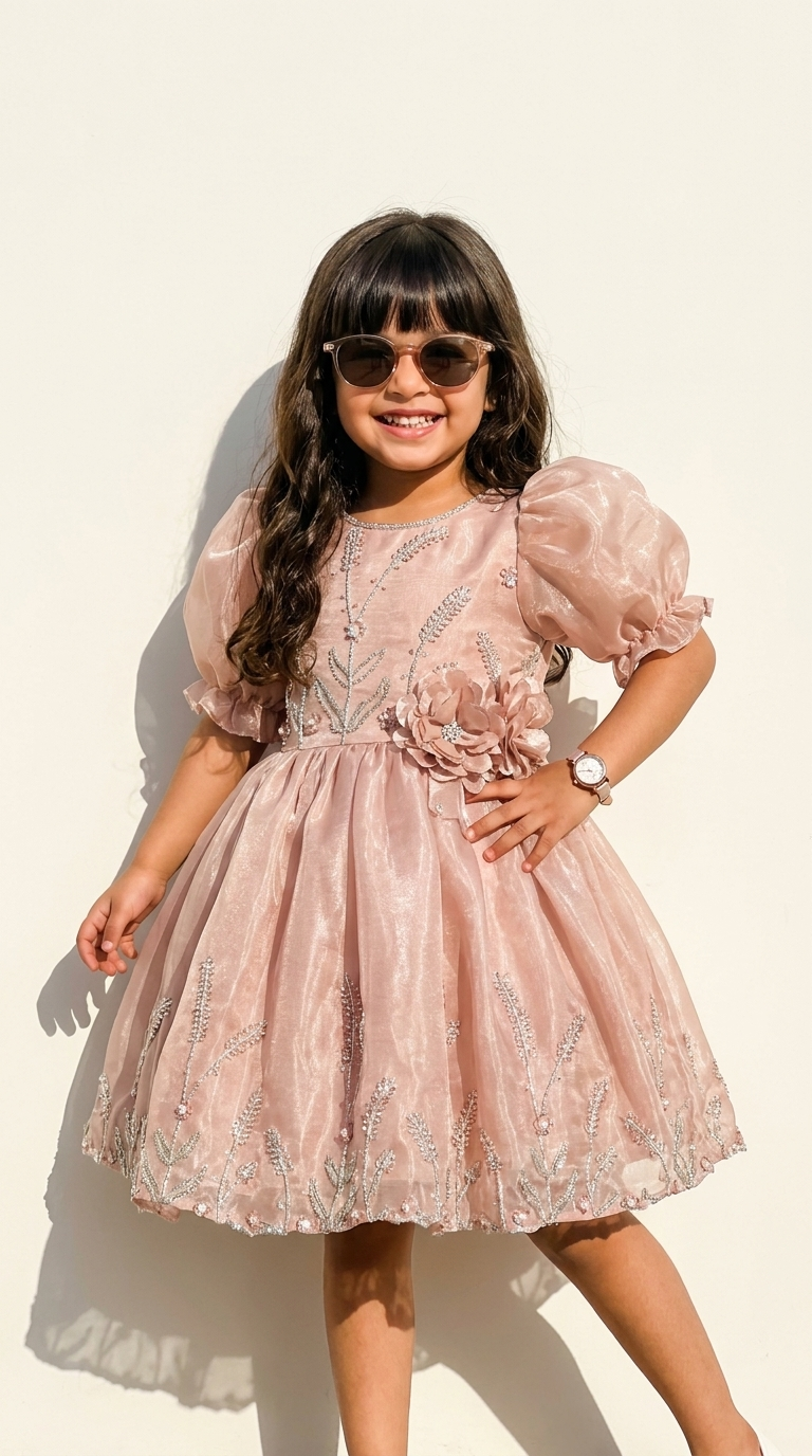 Rosé Blossom Shimmer Princess Dress