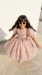 Rosé Blossom Shimmer Princess Dress