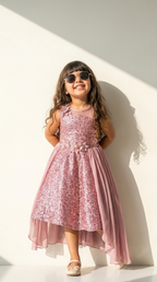 Rosé Sparkle Cascade Party Dress